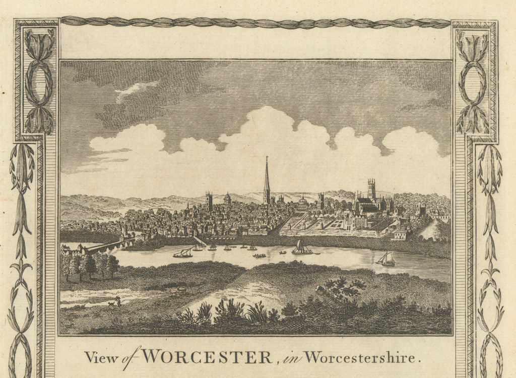 View of the city & cathedral of Worcester. Worcestershire. WALPOOLE 1794 print